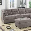 Living Room Sectional Waffle Suede Charcoal Color Sectional Sofa w Pillows Couch Tufted Cushion Contemporary (NO OTTOMAN)