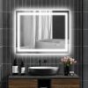HOMCOM LED Bathroom Mirror with Lights, 39" x 32" Backlit Front Lit LED Mirror for Bathroom, Anti-Fog, Memory, Infinite Color Temperature