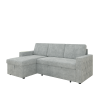 85 Inches Sofa Bed, 3 Seater Sleeper Sofa with Storage Chaise, Square Handrail With Pull and Copper nail,Chenille-Light Grey