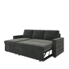85 Inches Sofa Bed, 3 Seater Sleeper Sofa with Storage Chaise, Square Handrail With Pull and Copper nail,Chenille-Dark Grey