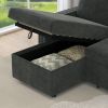 85 Inches Sofa Bed, 3 Seater Sleeper Sofa with Storage Chaise, Square Handrail With Pull and Copper nail,Chenille-Dark Grey