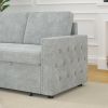 85 Inches Sofa Bed, 3 Seater Sleeper Sofa with Storage Chaise, Square Handrail With Pull and Copper nail,Chenille-Light Grey