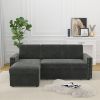 85 Inches Sofa Bed, 3 Seater Sleeper Sofa with Storage Chaise, Square Handrail With Pull and Copper nail,Chenille-Dark Grey