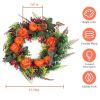 17.71" Autumn Wreath with Pumpkin Mixed Leaves Berries Flowers Fall Decoration for Indoor Outdoor Window Wall Front Door in Halloween Thanks Giving Da