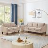 Modern 3 Piece seat Sofa Couch with Scooped Armrest/Wood legs,Upholstered Velvet 3-seat Sofa with Removable Cushions for Livingroom Bedroom,Taupe