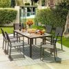 Outdoor Table with Rectangular, 7 Pieces Stackable Chairs and Large Table, Outdoor Tables