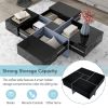 ON-TREND Unique Design Coffee Table with 4 Hidden Storage Compartments, Square Cocktail Table with Extendable Sliding Tabletop