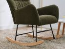Nursery Rocking Chair, Teddy Upholstered Glider Rocker, Rocking Accent Chair with High Backrest, Comfy Rocking Accent Armchair for Living Room
