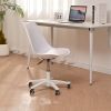 Armless Office Chair,Ergonomic Small Computer Desk Chair with Wheels,Adjustable Rolling Chair, Support Swivel Task Chair for Small Spaces living room