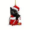1pc,Acrylic Christmas Hat Cat,Unusual,Cheap,Scene Decoration,Room Decoration,Home Decoration, Indoor Decoration,Outdoor Decoration,Garden Decoration