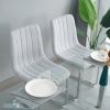 Modern simple light luxury dining Light Grey chair home bedroom stool back student desk chair metal leg (silver)(set of 2)