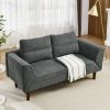 Convertible Futon Sofa Bed, Comfy Loveseat Sleeper Sofa with Adjustable Armrest, Strengthen Wood, Thick Padded Cushion