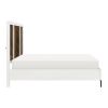 Beautiful White and Walnut Finish 1pc Eastern King Bed Chervon Wood Headboard with 2 USB Ports Modern Bedroom Furniture