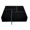 ON-TREND Unique Design Coffee Table with 4 Hidden Storage Compartments, Square Cocktail Table with Extendable Sliding Tabletop