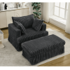 [NEW ARRIVED] 47.7'' Oversized Corduroy Chaise Longue with Ottoman, Deep Seat Reclining Chair Sofa, Comfy Thicked Upholstered Pad Chair