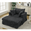 [NEW ARRIVED] 47.7'' Oversized Corduroy Chaise Longue with Ottoman, Deep Seat Reclining Chair Sofa, Comfy Thicked Upholstered Pad Chair