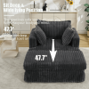 [NEW ARRIVED] 47.7'' Oversized Corduroy Chaise Longue with Ottoman, Deep Seat Reclining Chair Sofa, Comfy Thicked Upholstered Pad Chair