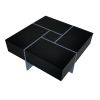 ON-TREND Unique Design Coffee Table with 4 Hidden Storage Compartments, Square Cocktail Table with Extendable Sliding Tabletop