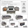 Garden Furniture Set 7 Piece, Patio Couch Sets Chair, PE Rattan Sectional with 45" Fire Pit Table, Garden Furniture Set
