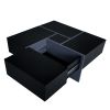 ON-TREND Unique Design Coffee Table with 4 Hidden Storage Compartments, Square Cocktail Table with Extendable Sliding Tabletop