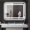 HOMCOM LED Bathroom Mirror with Lights, 39" x 32" Backlit Front Lit LED Mirror for Bathroom, Anti-Fog, Memory, Infinite Color Temperature