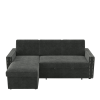 85 Inches Sofa Bed, 3 Seater Sleeper Sofa with Storage Chaise, Square Handrail With Pull and Copper nail,Chenille-Dark Grey