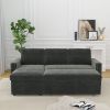 85 Inches Sofa Bed, 3 Seater Sleeper Sofa with Storage Chaise, Square Handrail With Pull and Copper nail,Chenille-Dark Grey