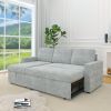 85 Inches Sofa Bed, 3 Seater Sleeper Sofa with Storage Chaise, Square Handrail With Pull and Copper nail,Chenille-Light Grey