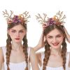 Christmas Antlers Headbands Flower Hair Hoops Holiday Headdress Simulation Branch