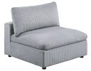 Dark Gray Color 6pc Modular Sectional Set Corduroy Upholstery Couch 3x Corner wedge 2x Armless Chairs 1x Ottoman Living Room Furniture