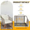 4 Piece Patio Furniture Set, Outdoor Acacia Wood Conversation Set, All-Weather Rope Sofa Set with Coffee Table, Loveseat