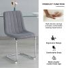 Modern simple light luxury dining Dark Grey chair home bedroom stool back student desk chair metal leg (silver) (set of 2)