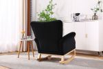 Mid Century Fabric Rocker Chair with Wood Legs and velvet for Livingroom Bedroom