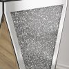 Inverted triangular mirror square table, crystal diamond inlaid coffee table, silver glass side table suitable for corridors, living rooms, corners