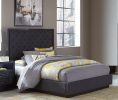 Modern Bedroom Furniture Charcoal Finish 1pc Eastern King Bed Tufted Headboard Fabric Upholstery Nailhead Trim Stylish Bed