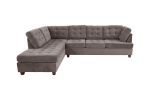 Living Room Sectional Waffle Suede Charcoal Color Sectional Sofa w Pillows Couch Tufted Cushion Contemporary (NO OTTOMAN)
