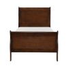 Classic Louis Philipe Style Twin Size Bed Brown Cherry Finish 1pc Traditional Design Bedroom Furniture Sleigh Bed