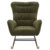 Nursery Rocking Chair, Teddy Upholstered Glider Rocker, Rocking Accent Chair with High Backrest, Comfy Rocking Accent Armchair for Living Room