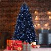 9ft Pre-Lit Black Christmas Tree, Full Halloween Xmas Artificial Tree 3176 Branch Tips, 750 Lights, Metal Hinges, Foldable Base