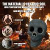 1pc Halloween Firepit Skull Fire Logs, Mitated Human Skull Ceramic, Fireproof Skull Fire Pit Halloween Decor For Party, BBQ, Bonfire, Campfire