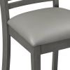 5-piece Dining Round Table Set with One Faux Marble Top Dining Table and Four PU-leather Chairs,Grey