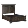 Elegant Mansion Queen Platform Bed with Footboard Storage USB Charging Ports Traditional Vintage Bedroom Furniture 1pc Espresso Finish