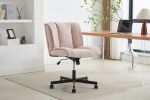 Armless Desk Chairs with Wheels Office Chair Vanity Chair with Technical Cloth Adjustable Swivel Computer Task Chairs for Home Base, Bedroom,Pink