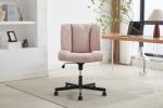 Armless Desk Chairs with Wheels Office Chair Vanity Chair with Technical Cloth Adjustable Swivel Computer Task Chairs for Home Base, Bedroom,Pink