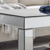 W 40 "X D 20" X H 20 "Curved border carved mirror coffee table: Silver mirror glass tabletop with sparkling diamond edge frame and crystal mirror legs