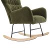 Nursery Rocking Chair, Teddy Upholstered Glider Rocker, Rocking Accent Chair with High Backrest, Comfy Rocking Accent Armchair for Living Room
