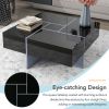 ON-TREND Unique Design Coffee Table with 4 Hidden Storage Compartments, Square Cocktail Table with Extendable Sliding Tabletop