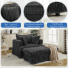 [NEW ARRIVED] 47.7'' Oversized Corduroy Chaise Longue with Ottoman, Deep Seat Reclining Chair Sofa, Comfy Thicked Upholstered Pad Chair