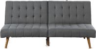 Blue Grey Modern Convertible Sofa 1pc Set Couch Polyfiber Plush Tufted Cushion Sofa Living Room Furniture Wooden Legs