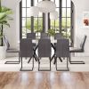1 table and 8 chairs set.A rectangular dining table with a 0.39-inch imitation marble tabletop and black metal legs.Paired with 8 chairs with PU leath